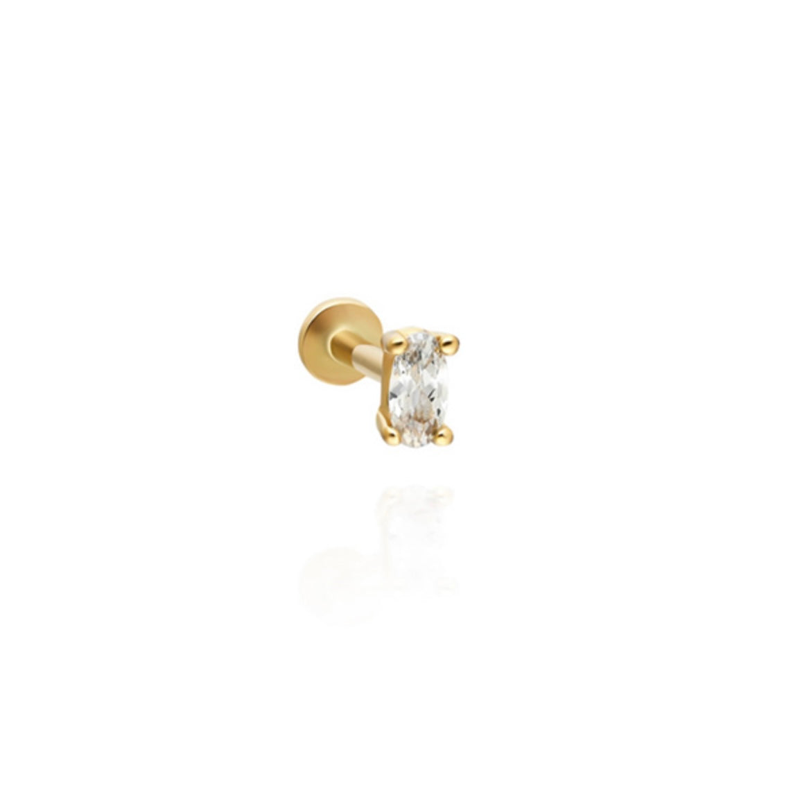 14 K Oval Taşlı Piercing