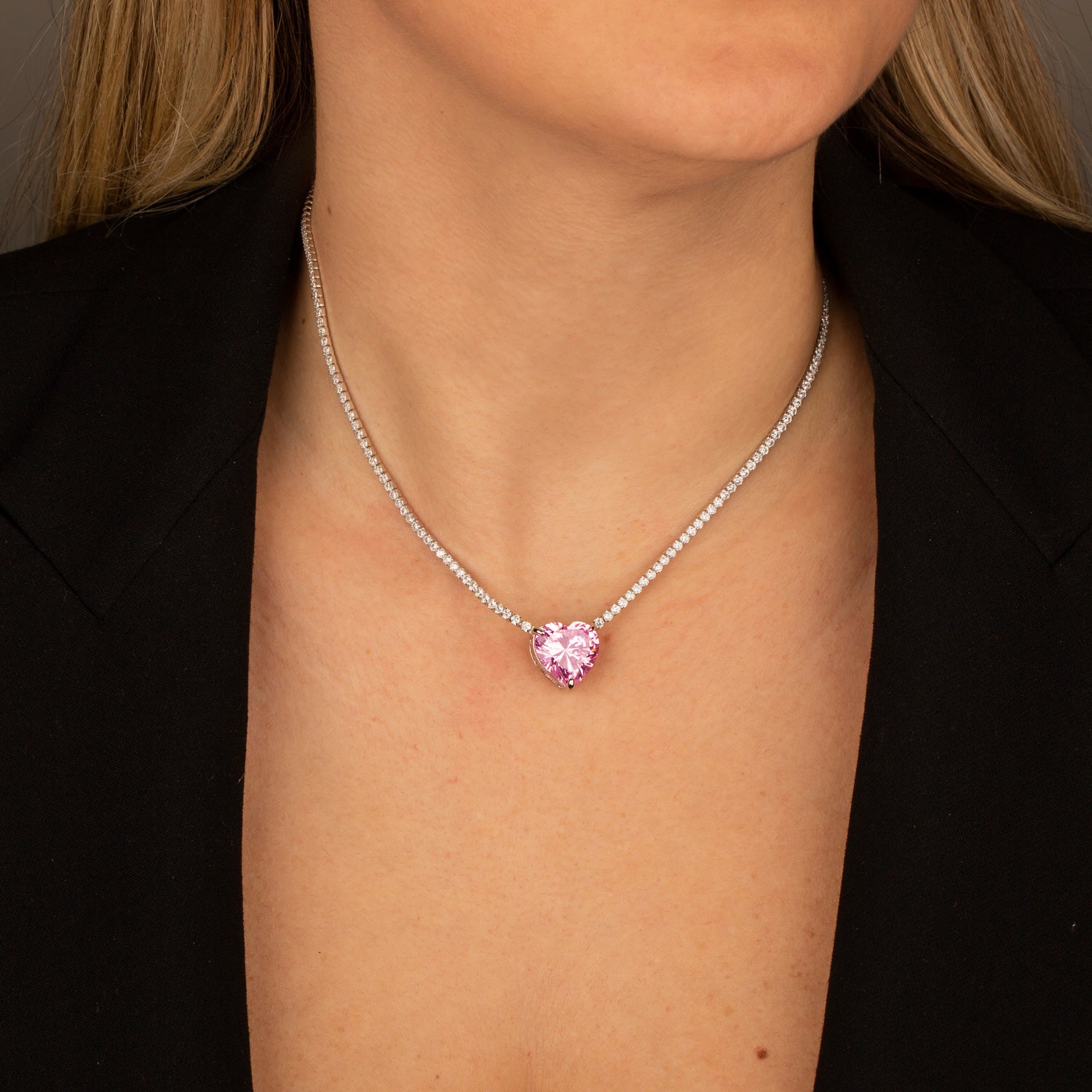 Pink Heart Waterway Necklace