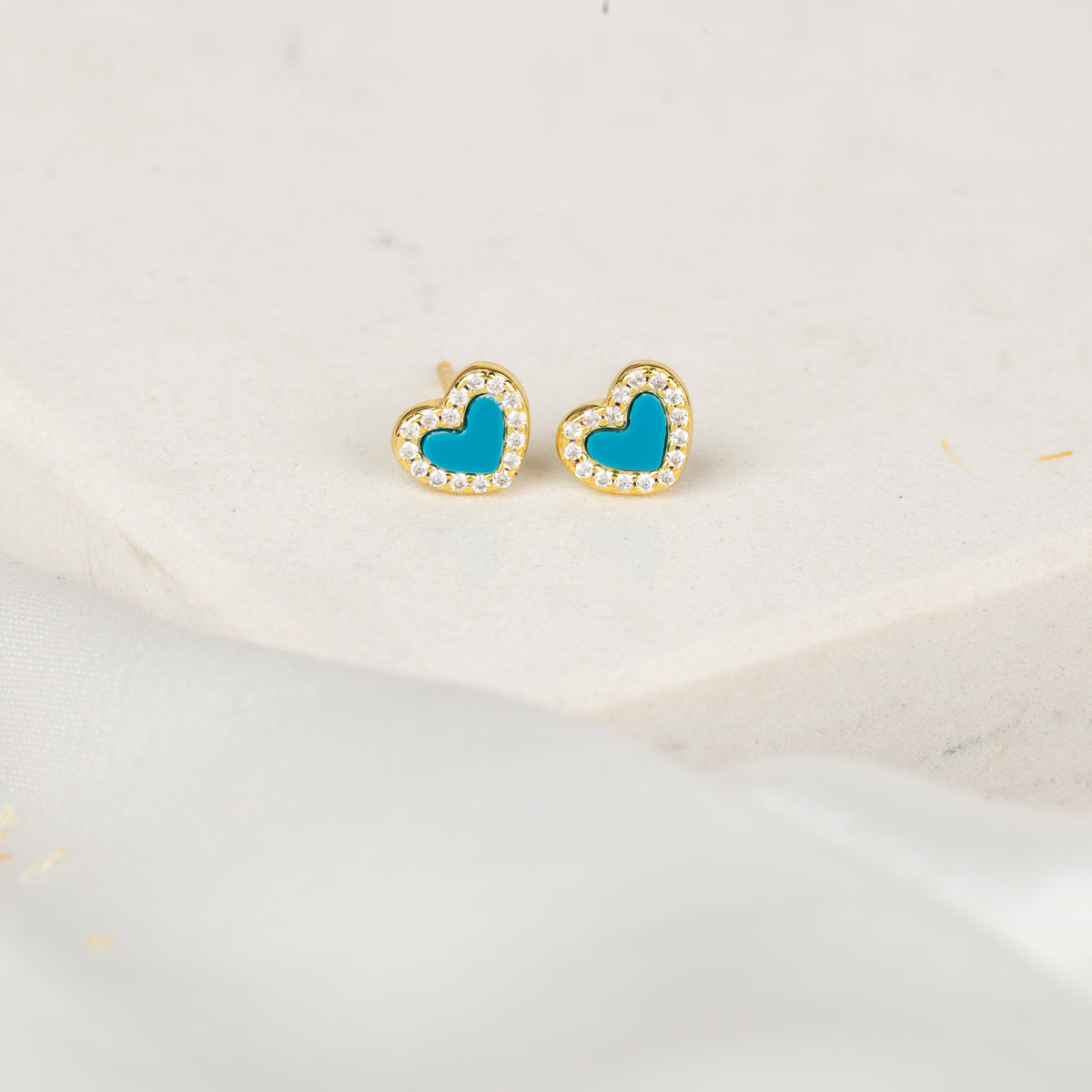 Minimalist Heart-Shaped Blue Earrings