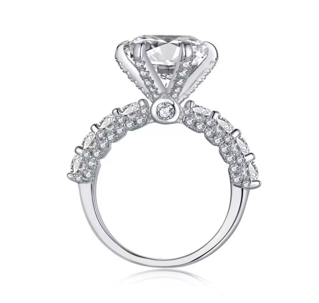 Moissanite Half Round Single Stone Ring