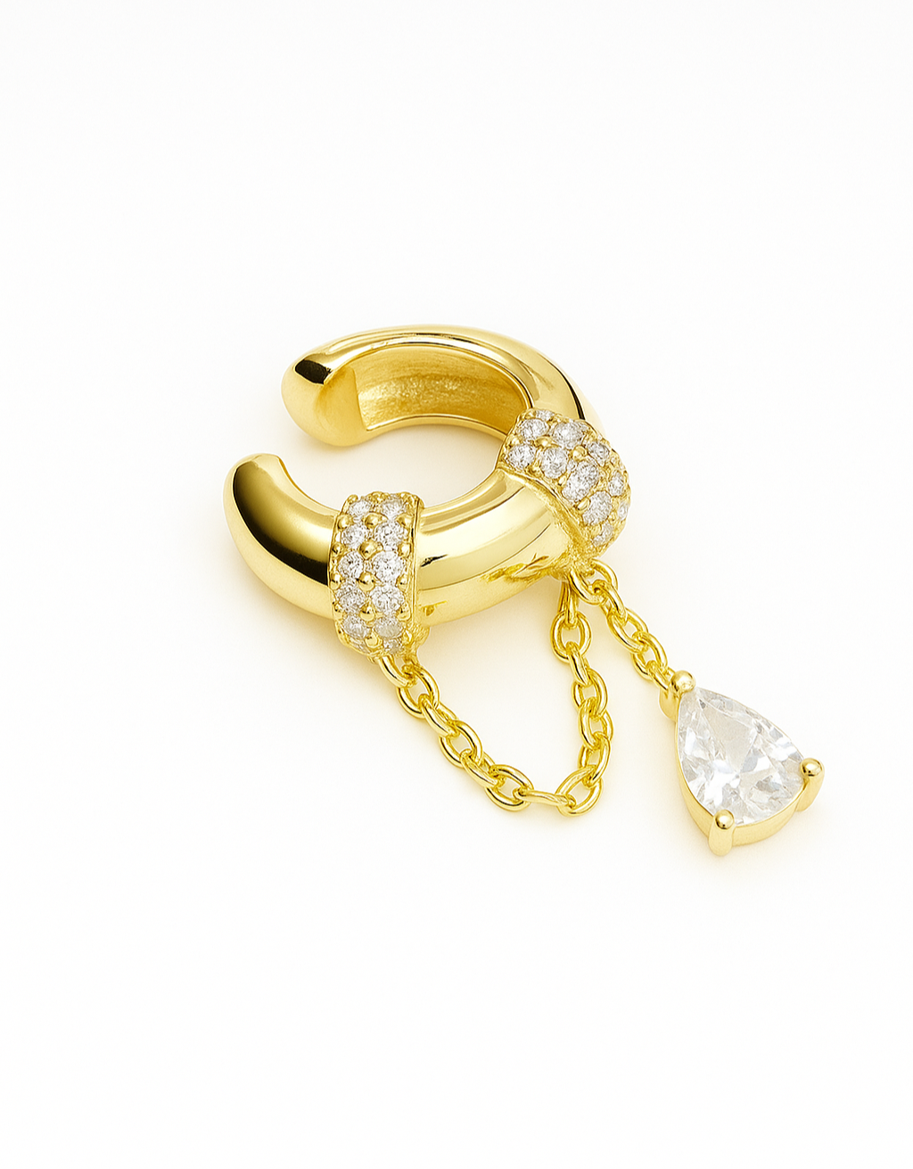 Damla Taşlı Zincirli  Ear Cuff