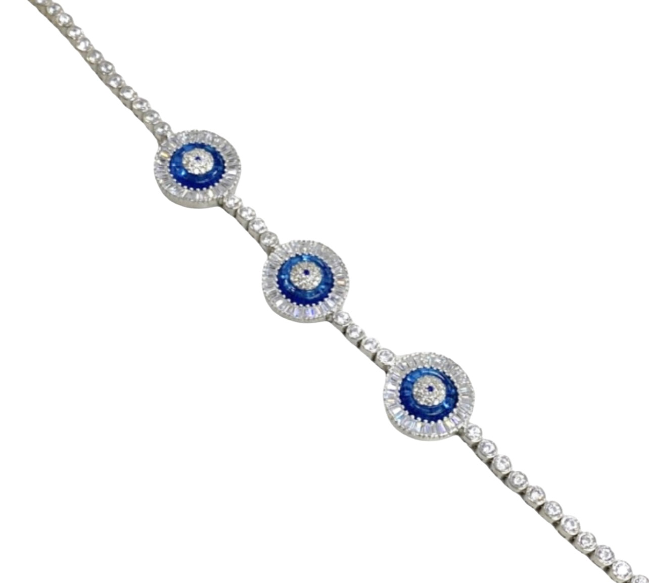 Glass eye 3-piece baguette stone bracelet