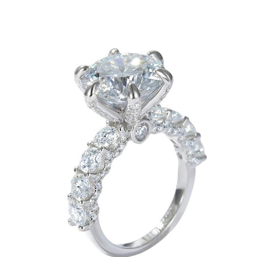 Moissanite Half Round Single Stone Ring