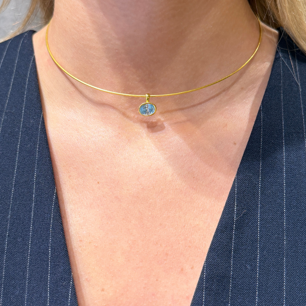 Azure Oval Mavi Choker Kolye