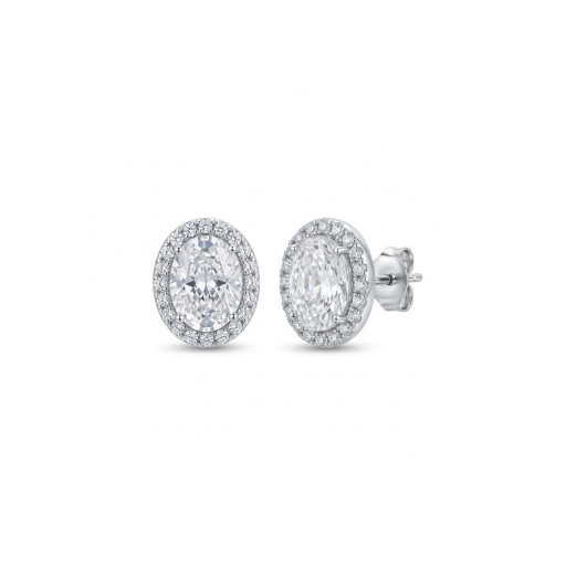 Vesper Oval Halo Mozanit Tektaş Küpe