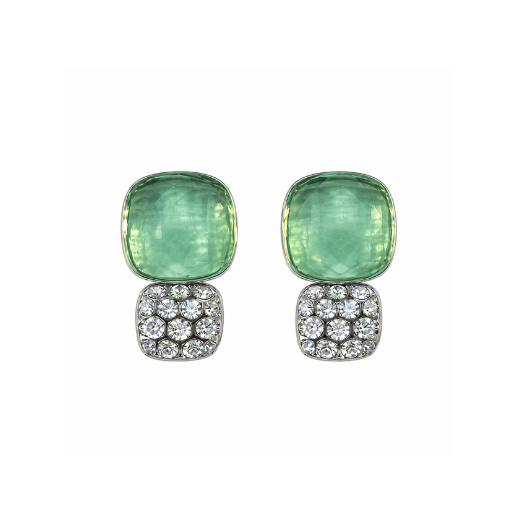 Menthe Nane Yeşili Ice Cut Mozanit Pavé Küpe