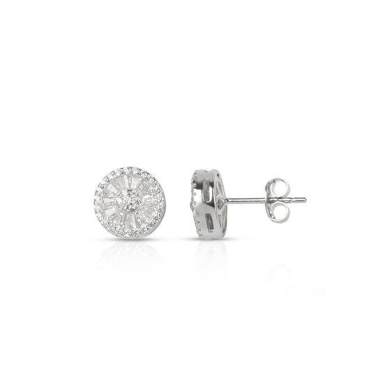 Baguette Round Solitaire Earring