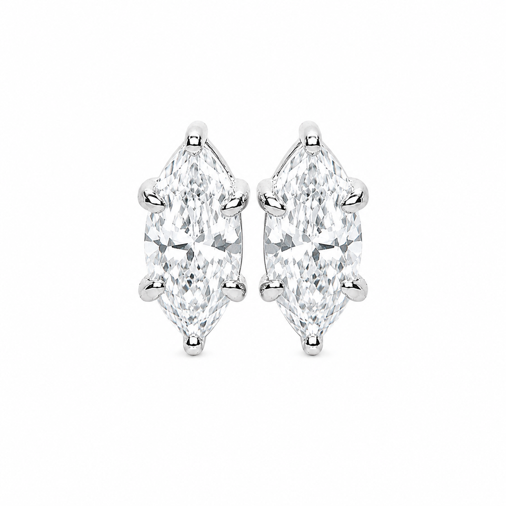 Markiz Kesim Solitaire Mozanit Küpe | 2 CT