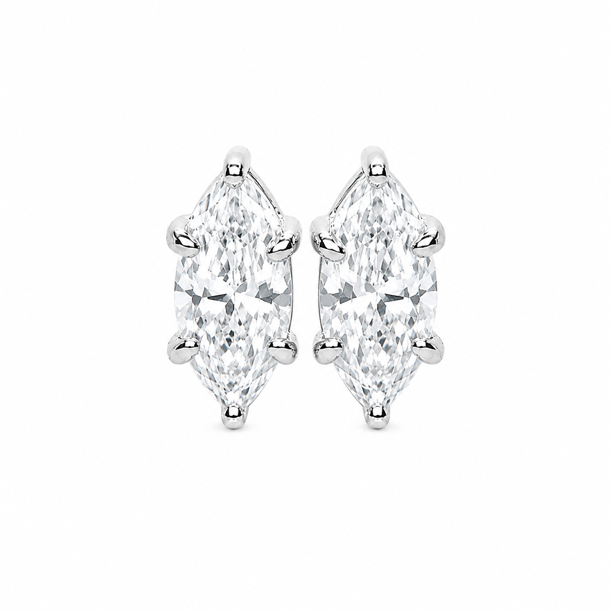 Markiz Kesim Solitaire Mozanit Küpe | 2 CT