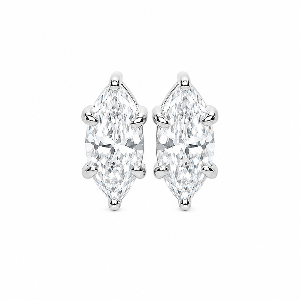Markiz Kesim Solitaire Mozanit Küpe | 2 CT