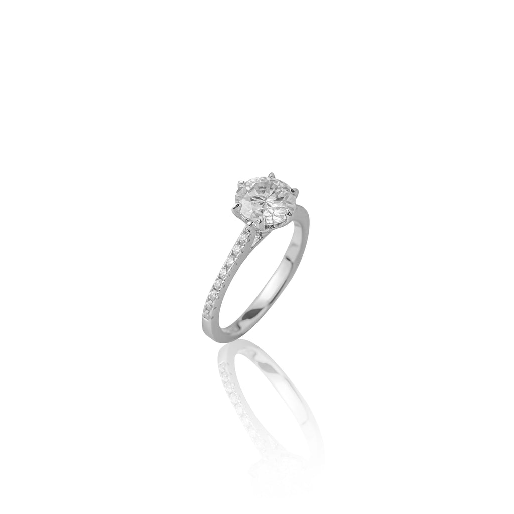 Tektaş 1,5 carat Taşlı Mozanit Yüzük