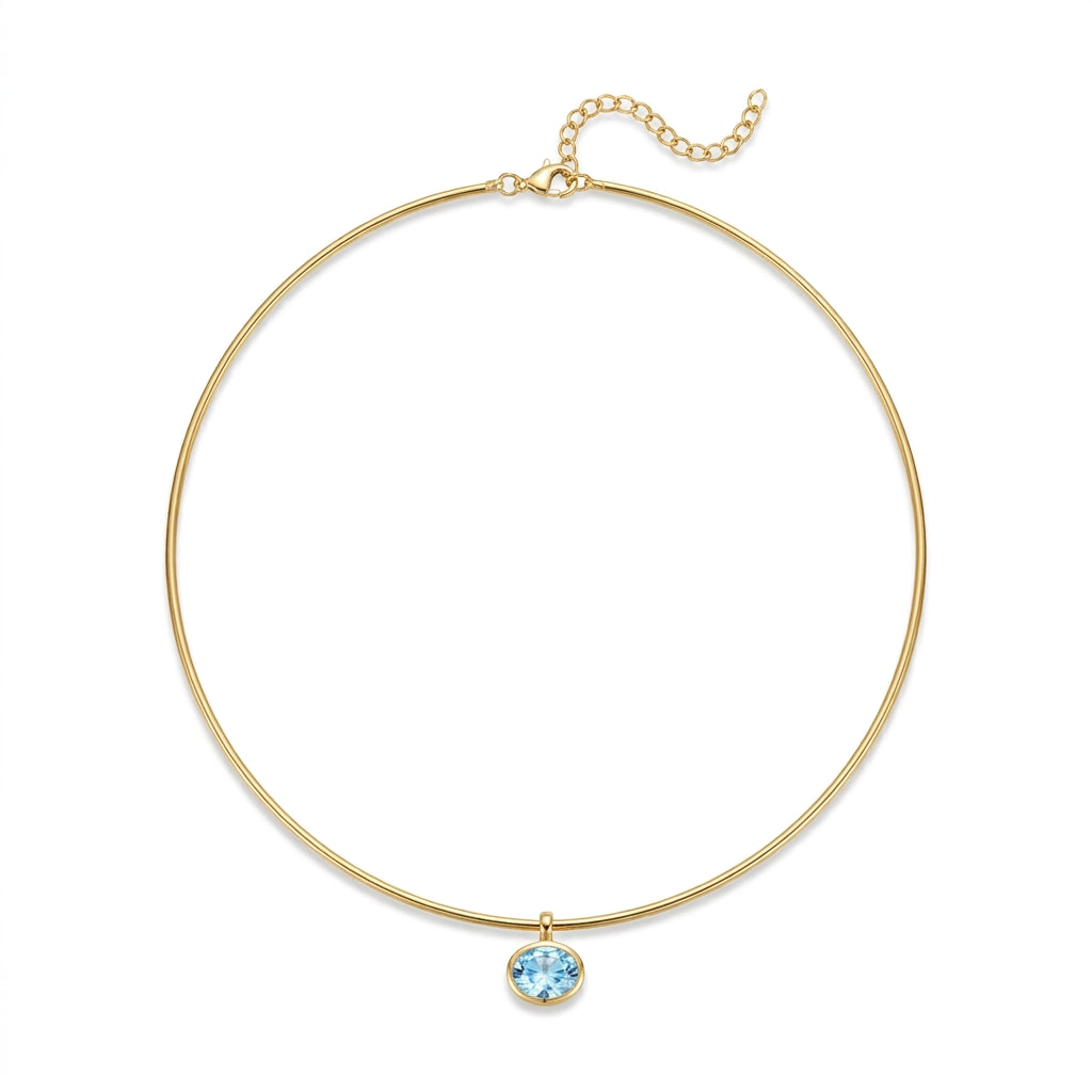 Azure Oval Mavi Choker Kolye