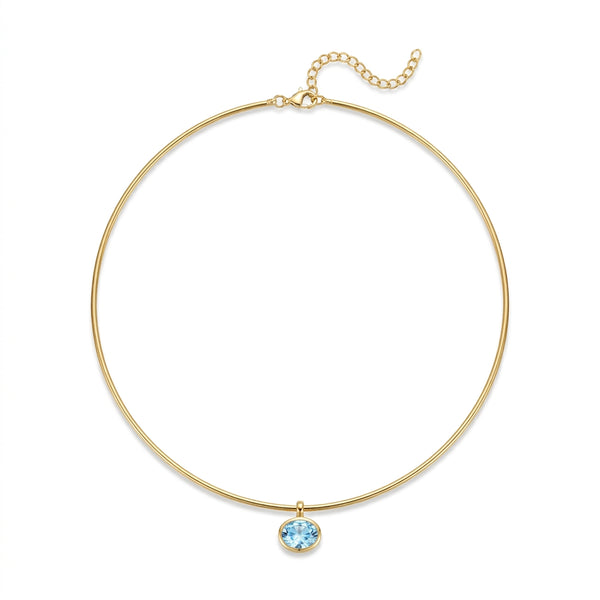 Azure Oval Mavi Choker Kolye