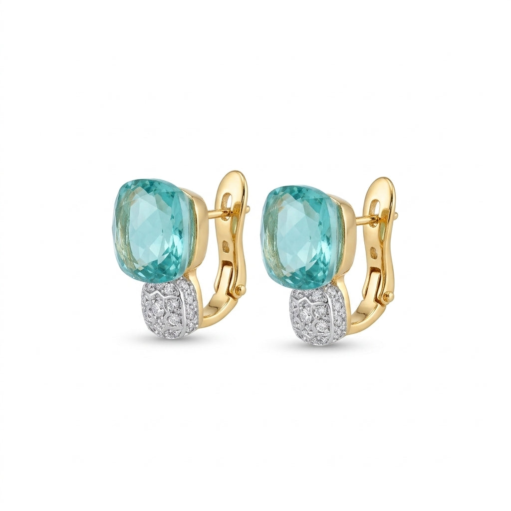 Menthe Nane Yeşili Ice Cut Mozanit Pavé Küpe