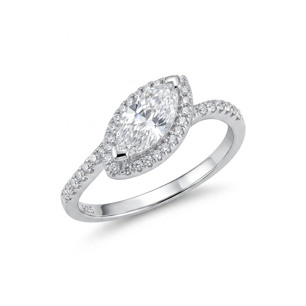 Markiz Halo Mozanit Tek Taş Yüzük | 1 CT