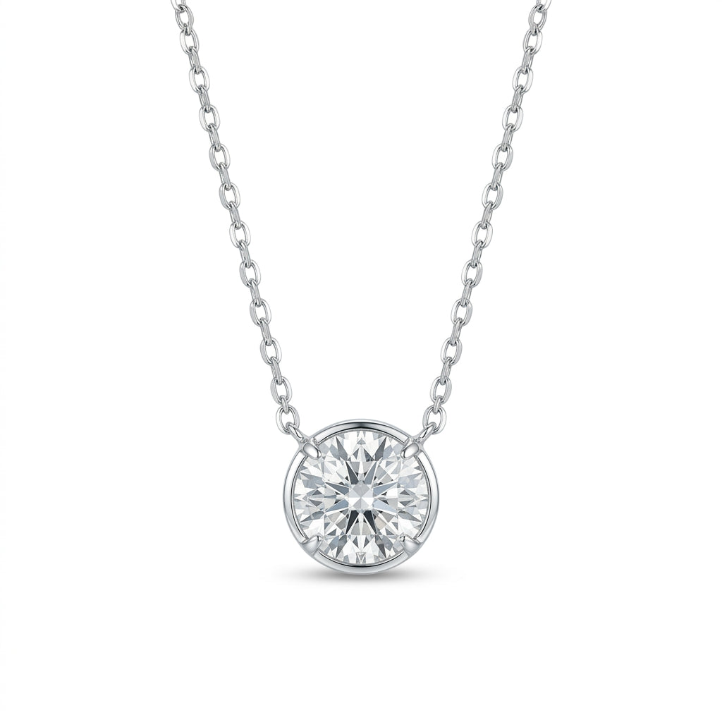 Çerçeveli Tek Taş Mozanit Kolye | 2.14 CT