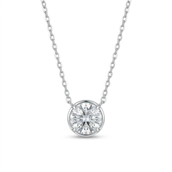 Çerçeveli Tek Taş Mozanit Kolye | 2.14 CT