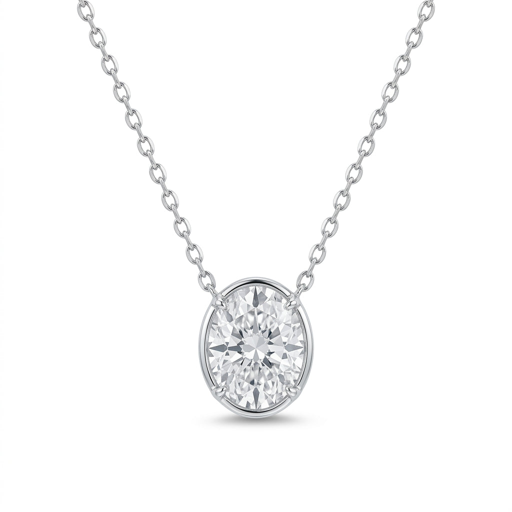 Oval Kesim Mozanit Kolye | 3 CT