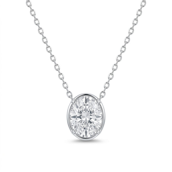 Oval Kesim Mozanit Kolye | 3 CT