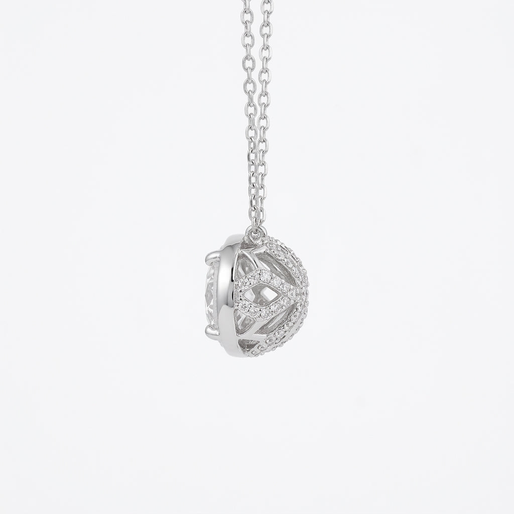 Çerçeveli Tek Taş Mozanit Kolye | 2.14 CT