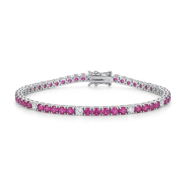 Magenta Fuşya Ice Cut Mix Tenis Bileklik
