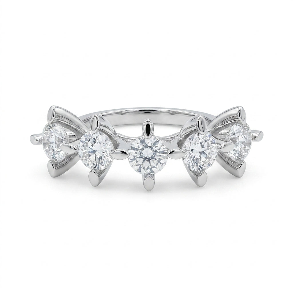 Beş Taşlı Mozanit Yüzük | 2.5 CT
