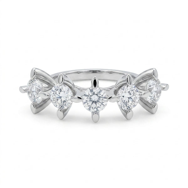 Beş Taşlı Mozanit Yüzük | 2.5 CT