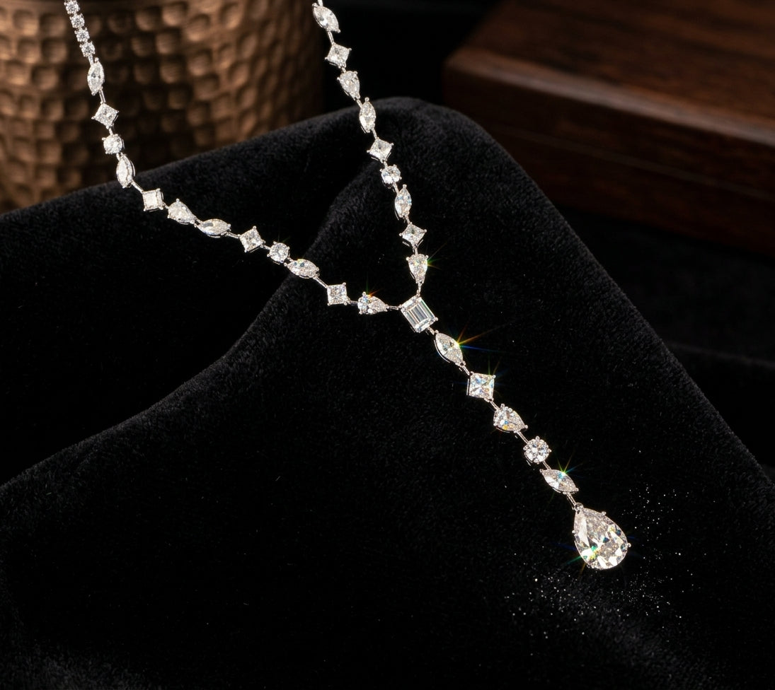 Pear Cut Mozanit Kolye Gerdanlık