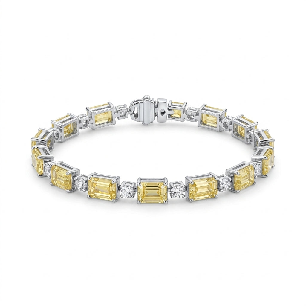 Citrine Taşlı Emerald Kesim Tennis Bileklik