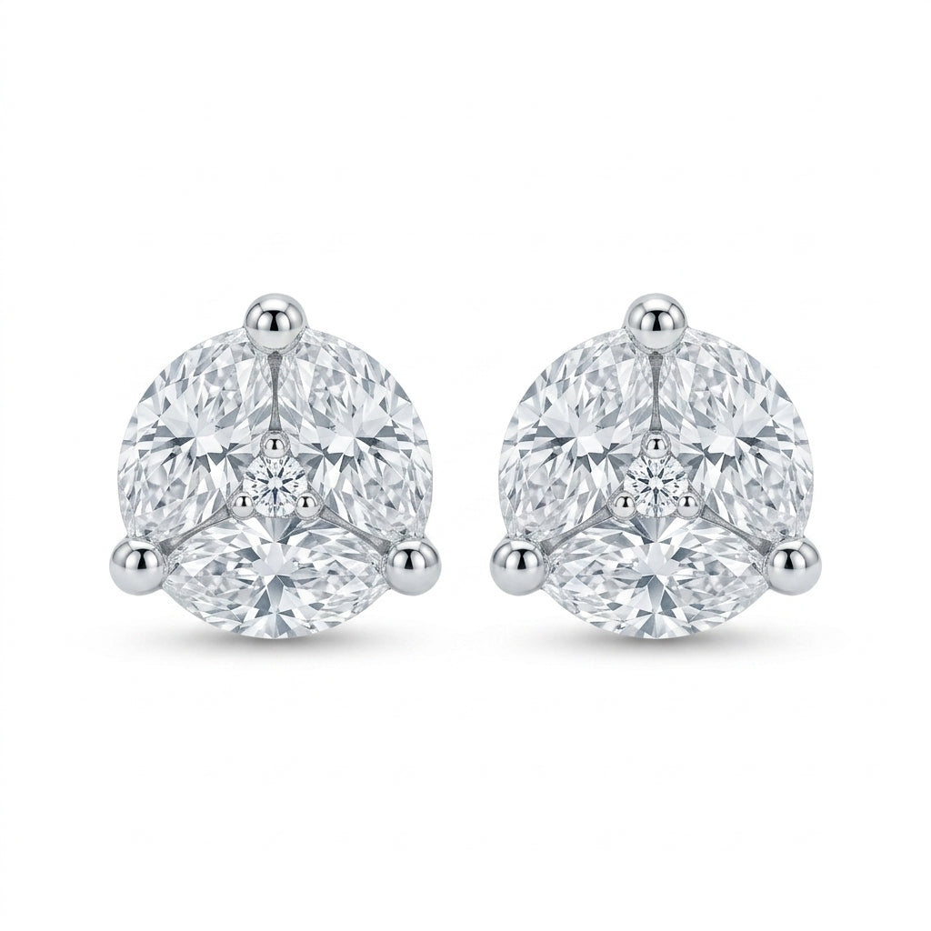 Üç Tırnaklı Mozanit Küpe | 1.82 CT