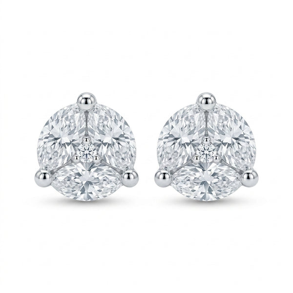 Üç Tırnaklı Mozanit Küpe | 1.82 CT