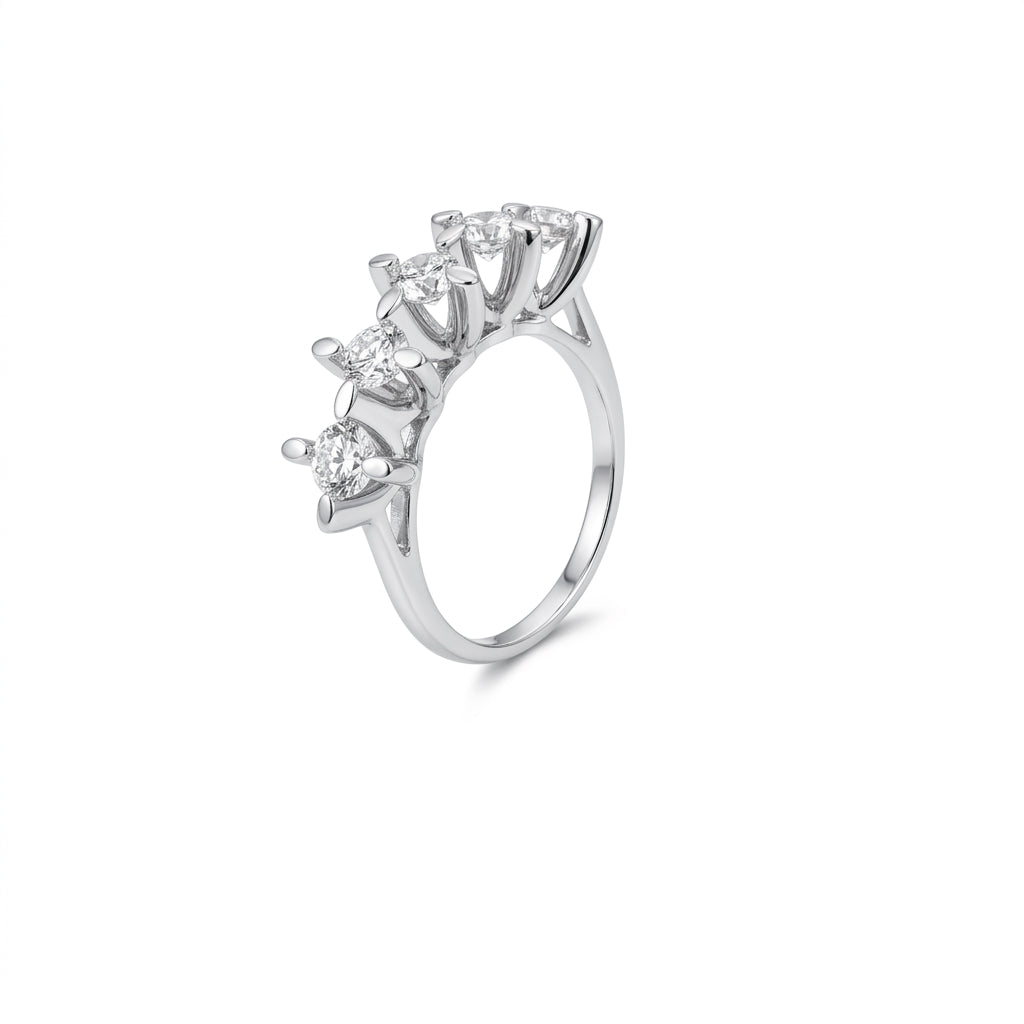 Beş Taşlı Mozanit Yüzük | 2.5 CT