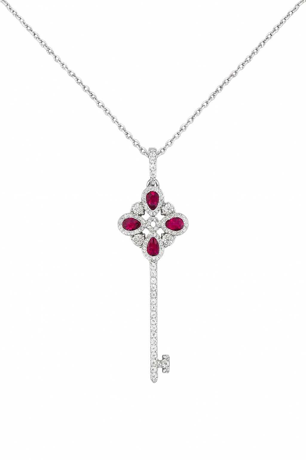 Ruby Taşlı Anahtar Kolye