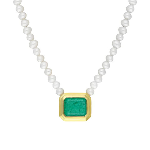 Paraiba Stone Pearl Necklace