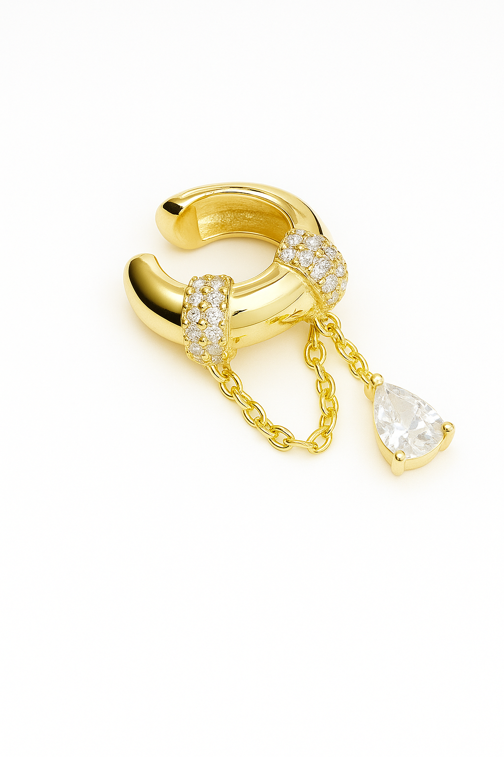Damla Taşlı Zincirli  Ear Cuff