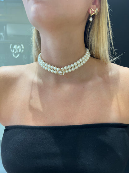 Pearl Two Row Choker Necklace