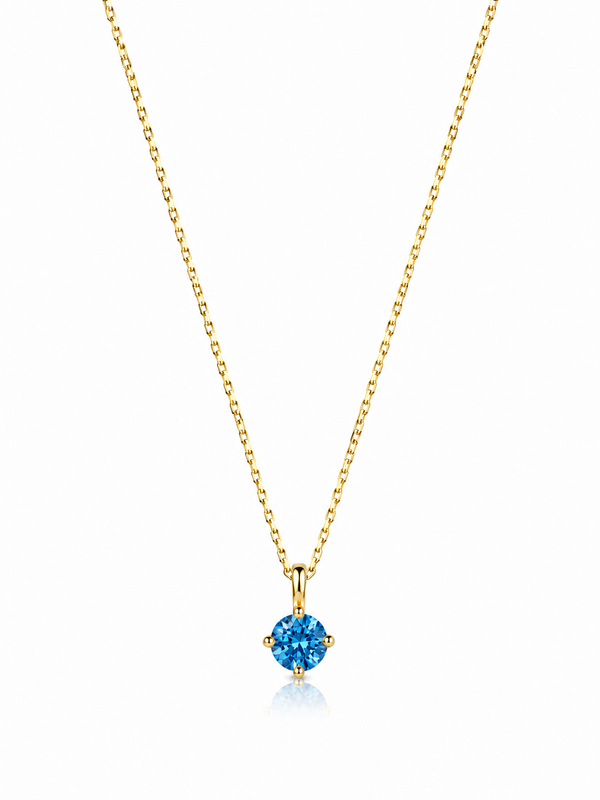 Aralık Blue Topaz Birthstone Kolye