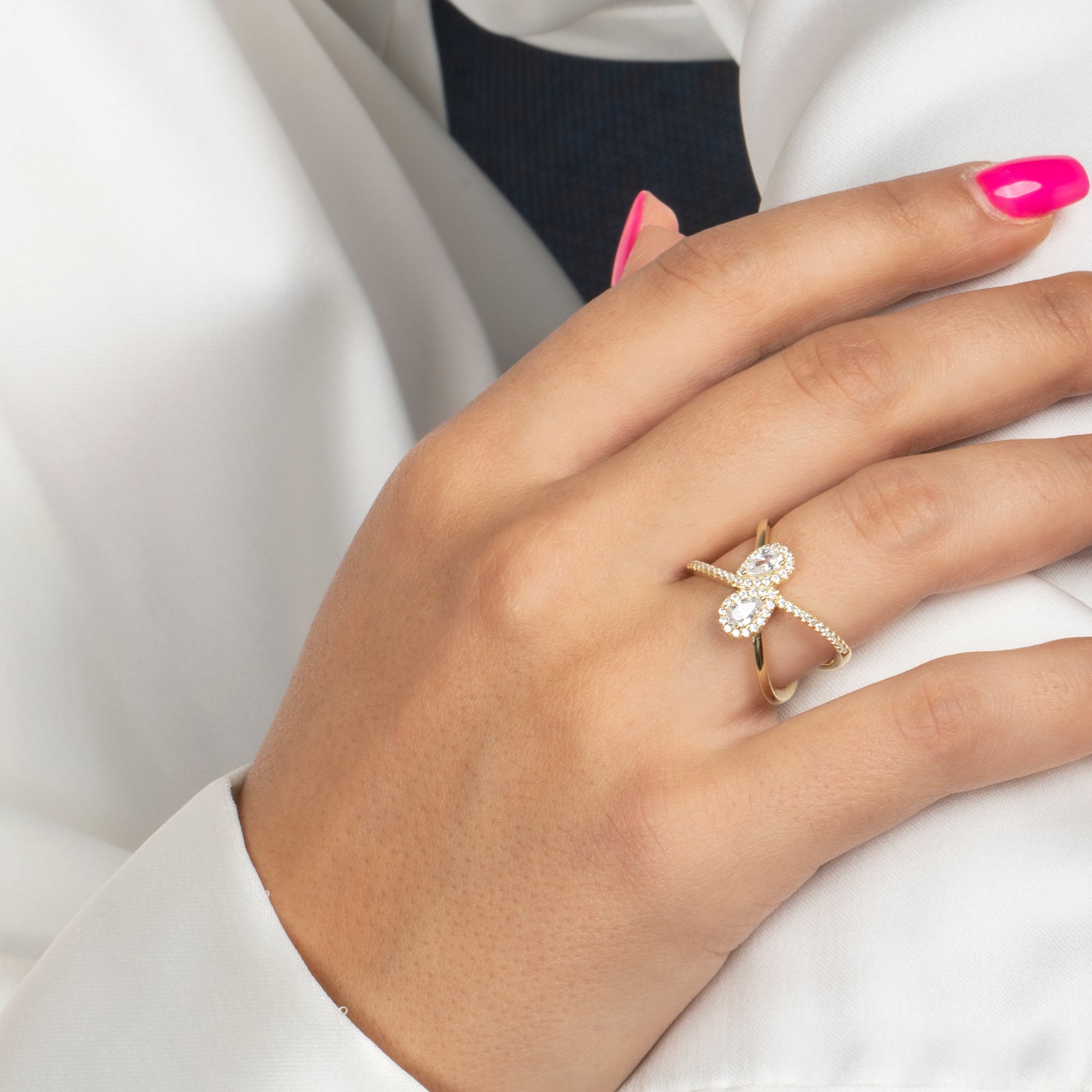 Minimal Damla Taşlı Yüzük