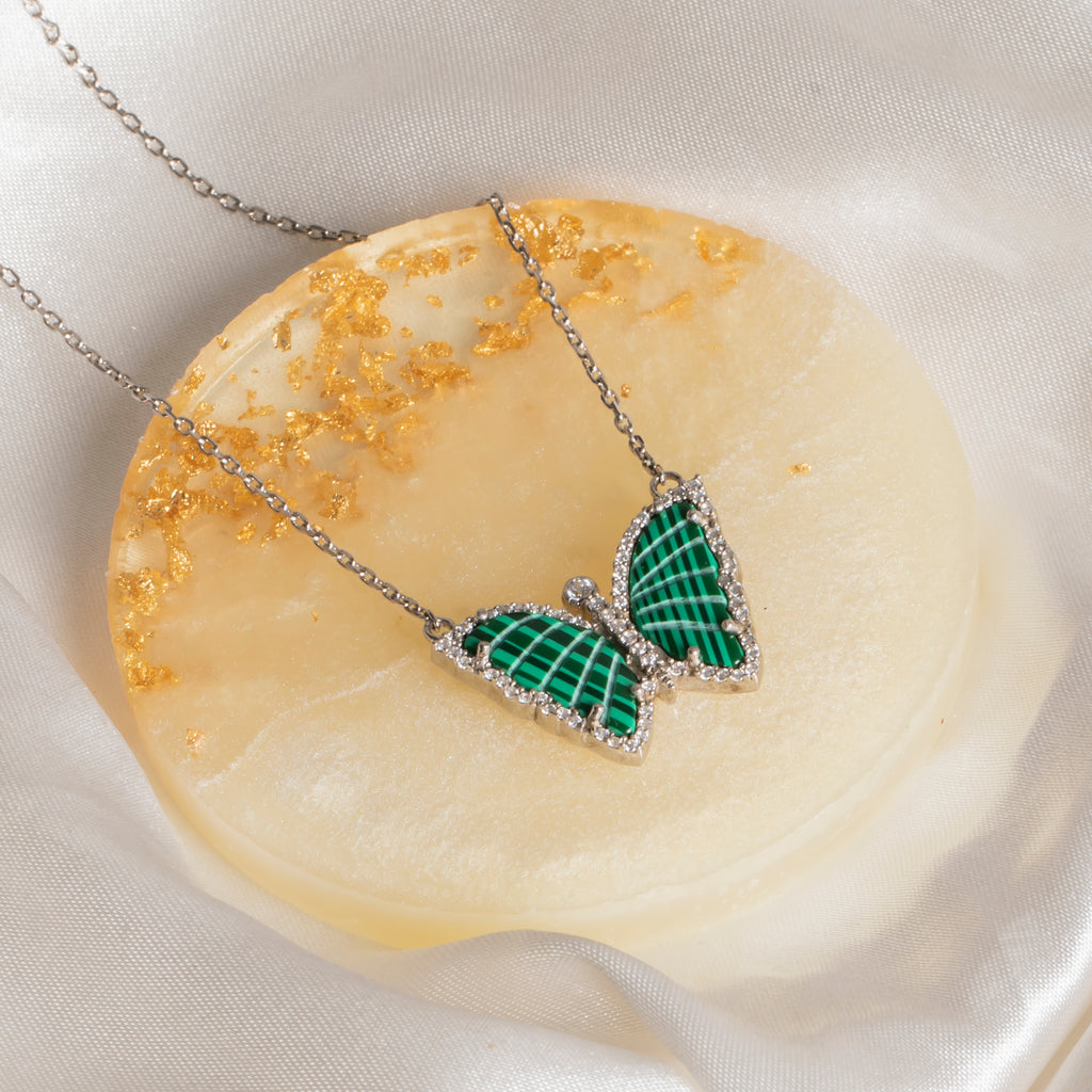 Yeşil Taşlı Malahit Kolye