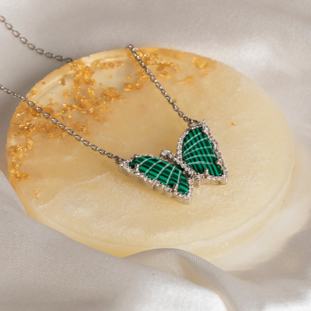 Yeşil Taşlı Malahit Kolye