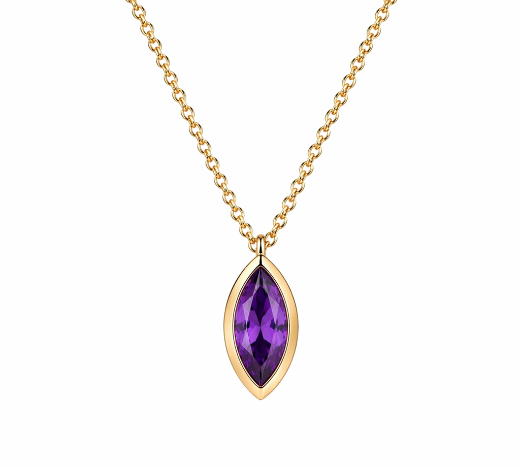 Şubat Amethyst Birthstone Kolye