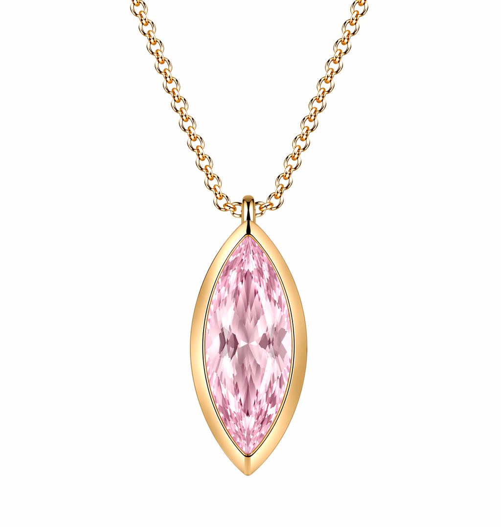 Ekim Pink Tourmaline Markiz Birthstone Kolye