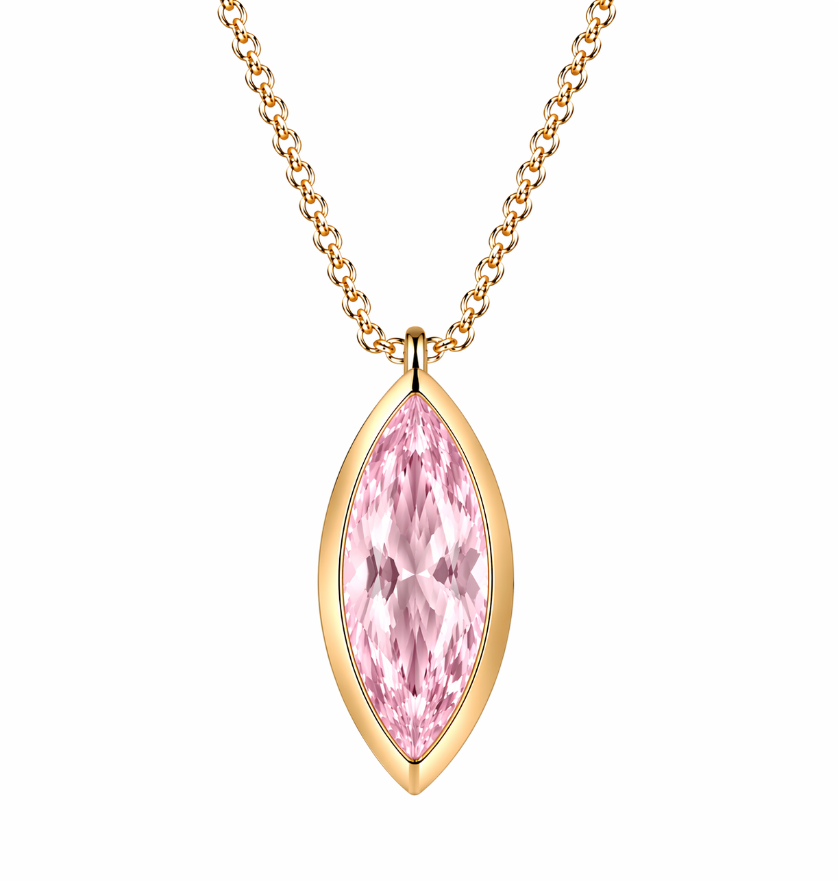 Ekim Pink Tourmaline Markiz Birthstone Kolye