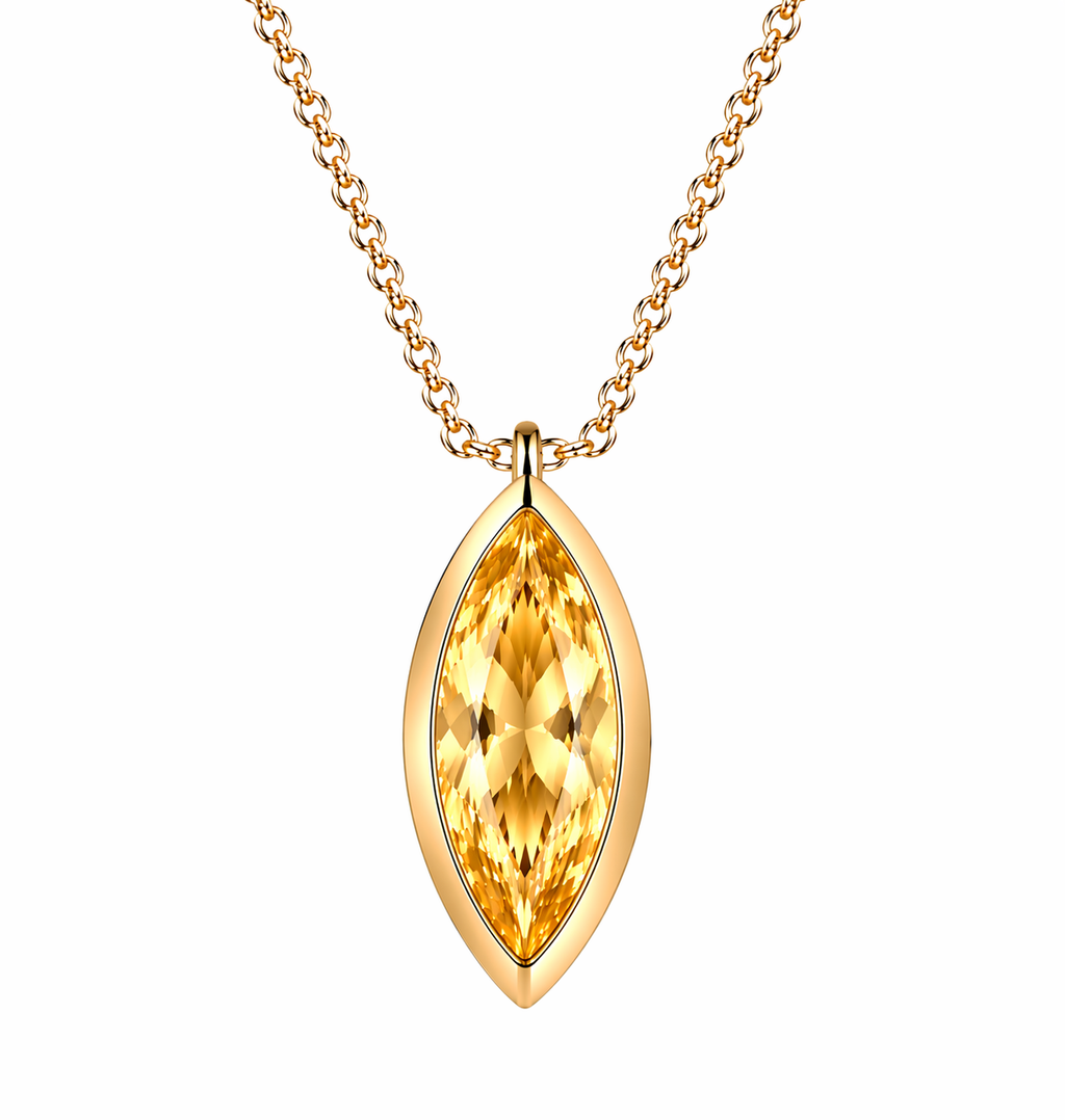 Kasım Citrine Markiz Birthstone Kolye