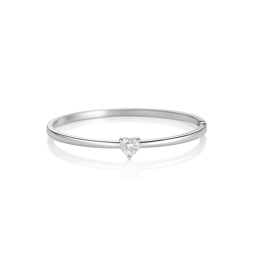 Kalp Taşlı Kelepçe Bileklik