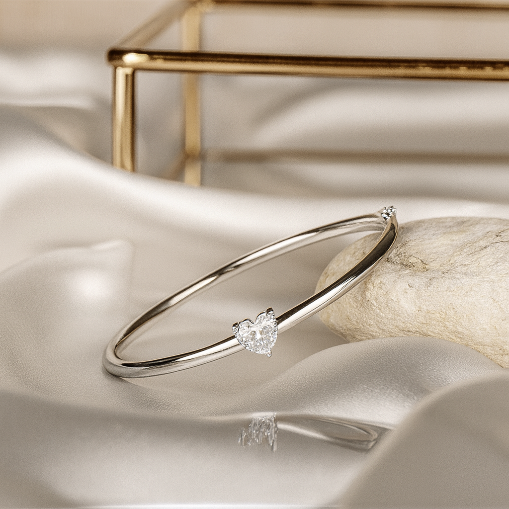 Kalp Taşlı Kelepçe Bileklik