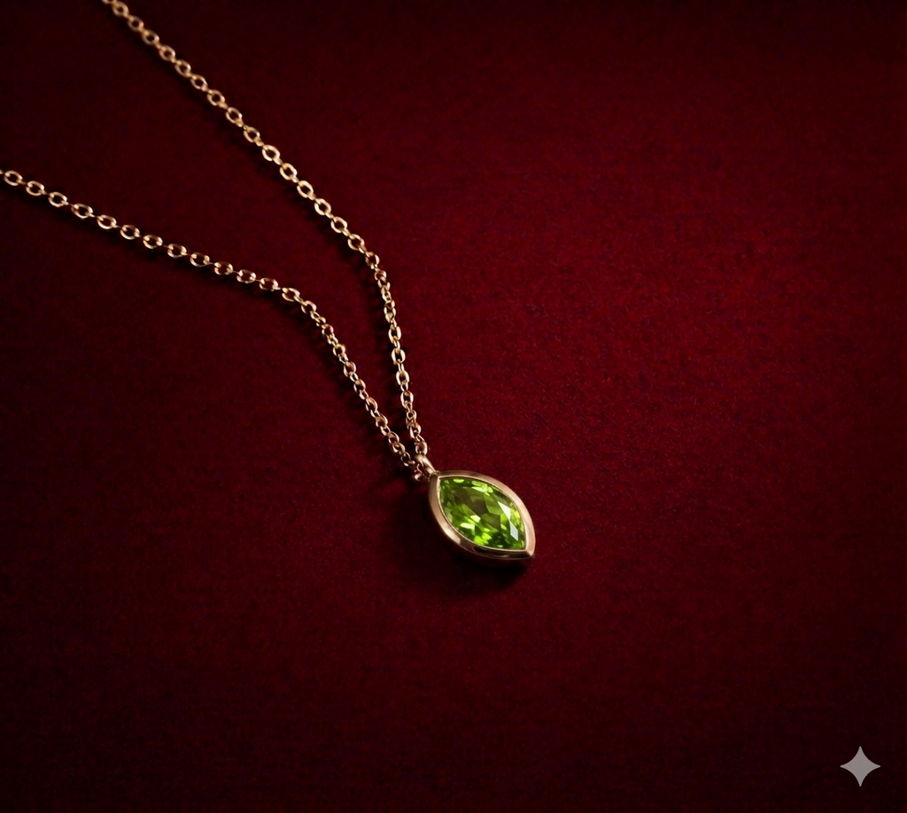 Ağustos Peridot Birthstone Kolye