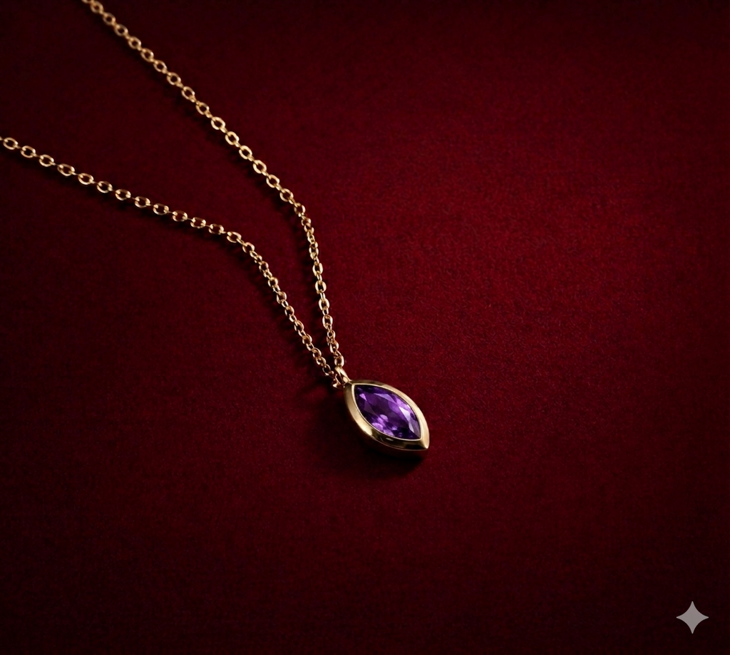 Şubat Amethyst Birthstone Kolye