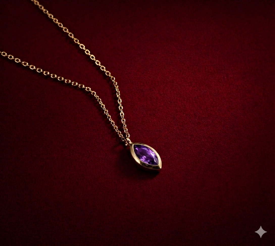 Şubat Amethyst Birthstone Kolye