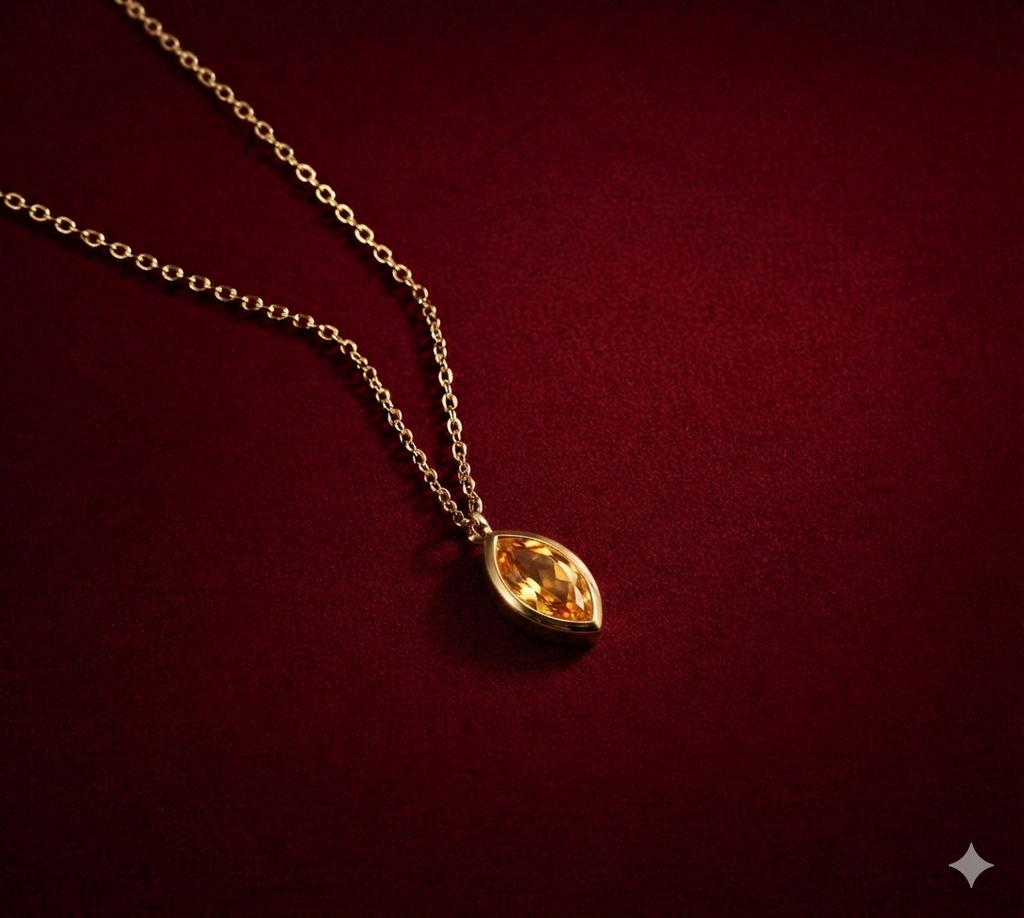 Kasım Citrine Markiz Birthstone Kolye
